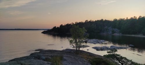 Strand mit Sonnenuntergng