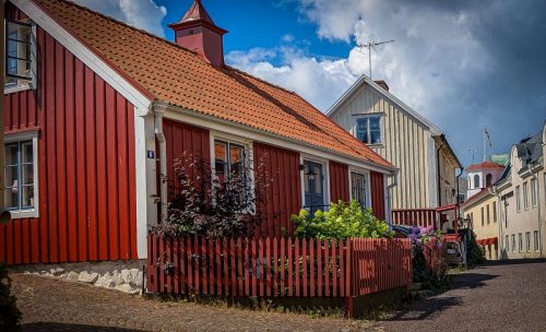 Oskarhamn - Ortsteil Besväret - mit Holzhäusern aus dem 18. Jahrhundert